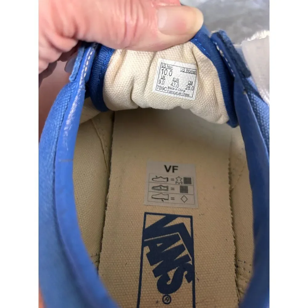 Vans Old Skool Blue Canvas Skate Shoes with White Stripe & Gum Sole Sz 10